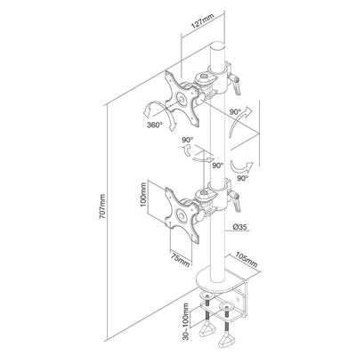 Neomounts FPMA-D700DV Tafelbeugel voor monitor Aantal monteerbare displays: 2 Display(s) 25,4 cm (10) - 68,6 cm (27) Zwart In hoogte verstelbaar, Kantelbaar, Neomounts FPMA-D700DV Tafelbeugel voor monitor Aantal monteerbare displays: 2 Display(s) 25,4 cm (10) - 68,6 cm (27) Zwart In hoogte verstelbaar, Kantelbaar,