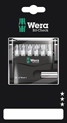 Wera Bit-Check 12 Wood 2 SB 05136391001 Bitset 12-delig 1/4 (6,3 mm) Incl. bithouder Wera Bit-Check 12 Wood 2 SB 05136391001 Bitset 12-delig 1/4 (6,3 mm) Incl. bithouder