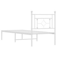 Bedframe met hoofdbord metaal wit 80x200 cm - thumbnail