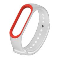 Kleurrijke siliconen polsband horlogeband voor Xiaomi mi band 3 & 4 (wit + rood) - thumbnail