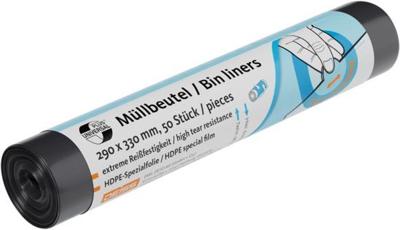 Vuilniszak 6 micron, ft 29 x 33 cm, 4 liter, zwart, rol van 50 stuks