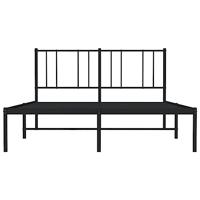 Bedframe met hoofdbord metaal zwart 135x190 cm - thumbnail