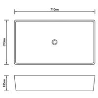 Luxe keramische rechthoekige wasbak 71 x 39 cm (wit) - thumbnail