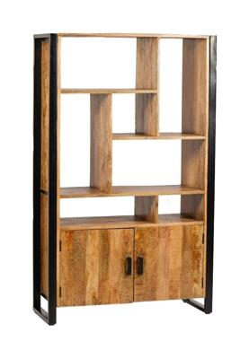 Livingfurn Wandkast 'Nairobi' Mangohout en staal, 180 x 110cm Livingfurn Wandkast 'Nairobi' Mangohout en staal, 180 x 110cm