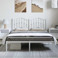 Bedframe met hoofdbord metaal wit 135x190 cm - thumbnail