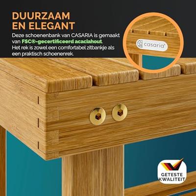 2-in-1 schoenenrek en bank gemaakt van acaciahout - 50 cm 2-in-1 schoenenrek en bank gemaakt van acaciahout - 50 cm