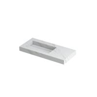 INK Pitch Wastafel Keramische Slab Links met Drain en Front en Side Skirts Zonder Kraangat - 1000x450x90 mm - Calacatta Mat - thumbnail