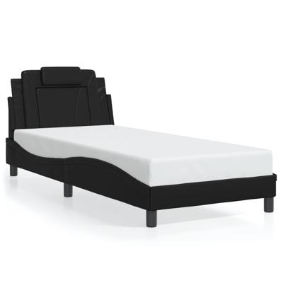 Bedframe met hoofdbord kunstleer zwart 80x200 cm