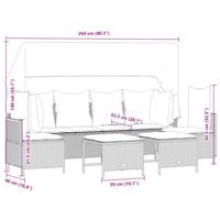 5-delige Loungeset met kussens poly rattan bruin - thumbnail