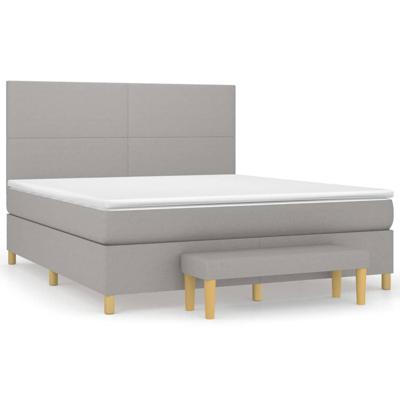 Boxspring met matras stof lichtgrijs 180x200 cm