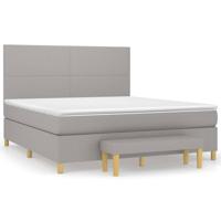Boxspring met matras stof lichtgrijs 180x200 cm - thumbnail