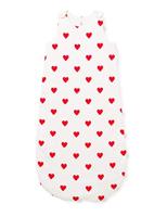Katoenen trappelzak met hartjes wit - thumbnail