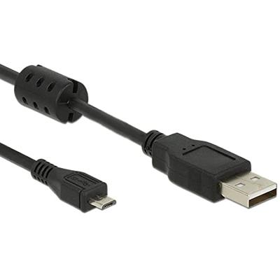 Delock USB-kabel USB 2.0 USB-A stekker, USB-micro-B stekker 2.00 m Zwart Met Ferrietkern 84903