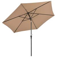 VidaXL Parasol met led-verlichting en stalen paal 300 cm taupe - thumbnail