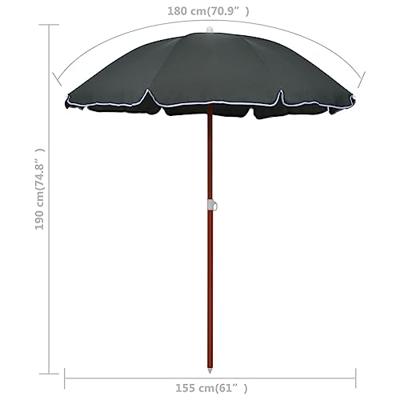 VidaXL Parasol met stalen paal 180 cm antracietkleurig VidaXL Parasol met stalen paal 180 cm antracietkleurig