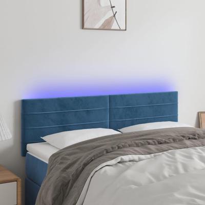 Hoofdbord LED 144x5x78/88 cm fluweel donkerblauw