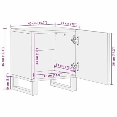 Nachtkastje 2 pcs Bruin 40 x 33 x 46 cm massief mangohout