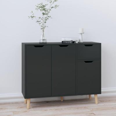 Dressoir 90x30x72 cm bewerkt hout hoogglans zwart