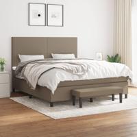 Boxspring met matras stof taupe 160x200 cm - thumbnail