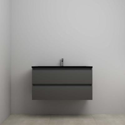 On-Line Onderkast - 100 cm - Voorgemonteerd - Ladestructuur - Acryl Wastafel - 1 Kraangat - Mat Antraciet