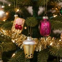 Glazen kerstballen set - Bubble Tea, Macaron, Wafel - 3 stuks - thumbnail