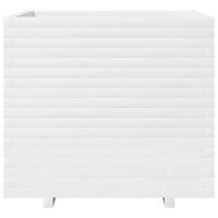 Plantenbak 80x80x72 cm massief grenenhout wit - thumbnail