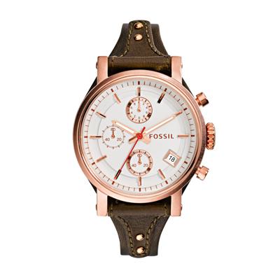 Horlogeband Fossil ES3616 Onderliggend Leder Bruin 18mm