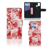 Telefoonhoesje met Naam Samsung Galaxy M31 Angel Skull Rood - thumbnail
