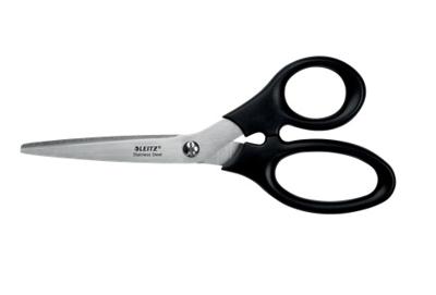 Leitz schaar, 18,5 cm, RVS, zwart, op blister