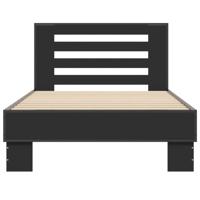 Bedframe LED bewerkt hout metaal zwart 140x190 cm - thumbnail