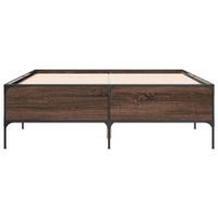 Bedframe bewerkt hout metaal bruin eikenkleur 140x200 cm - thumbnail