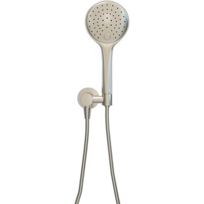 Wiesbaden UniMatch - Handdoucheset met Handdouche - 3 standen - 12cm diamater - Doucheslang en Wandaansluitbocht - Geborsteld Staal