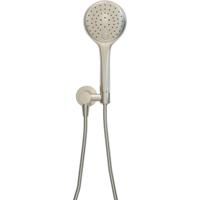 Wiesbaden UniMatch - Handdoucheset met Handdouche - 3 standen - 12cm diamater - Doucheslang en Wandaansluitbocht - Geborsteld Staal - thumbnail