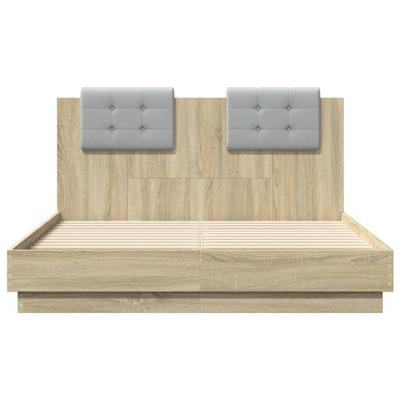 Bedframe met hoofdbord en LED sonoma eikenkleurig 120x190 cm - thumbnail