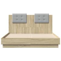 Bedframe met hoofdeinde bewerkt hout sonoma eiken 135x190 cm - thumbnail