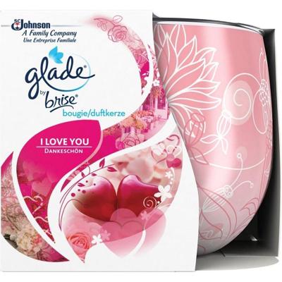 Glade by Brise I Love You Geurkaars in Decoratief Glazen Potje 120gr. Glade by Brise I Love You Geurkaars in Decoratief Glazen Potje 120gr.