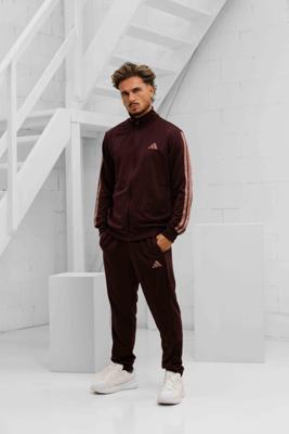 Adidas Basic 3 Stripes Trainingspak Heren Donkerrood - Maat S - Kleur: Bordeaux | Soccerfanshop
