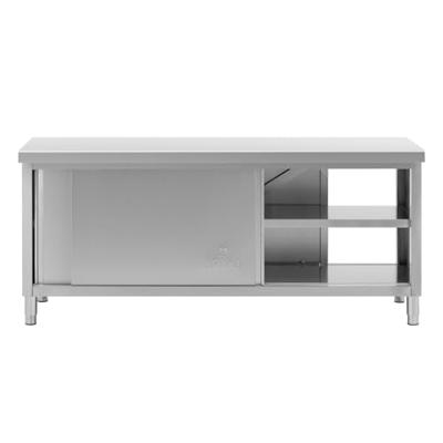 Royal Catering Onderkast van roestvrij staal met dubbele opening, eco, 200 x 70 cm, 500 kg, keukenkast, onderkast met werkblad, onderkast van roestvrij staal