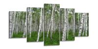 Schilderij - Berken, Groen, 200X100cm, 5luik - thumbnail