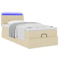 Ottoman bed met matras en LED's 80x200cm stof crèmekleurig - thumbnail