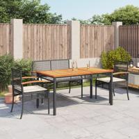4-delige Tuinset met kussens poly rattan zwart - thumbnail