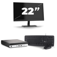 HP EliteDesk 800 G4 USFF - Intel Core i5-8e Generatie - 16GB RAM - 256GB SSD - Windows 11 + 1x 22 inch Monitor - thumbnail