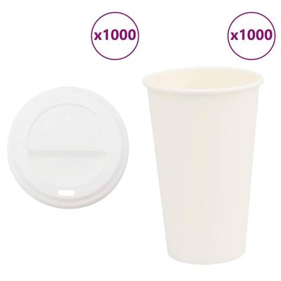 VidaXL Papieren koffiekopjes met deksel 1000 st 16oz 400 ml