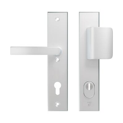 AXA veiligheidsbeslag greep/kruk - SKG*** met kerntrekbeveiliging - Edge Plus D-duwer-Blok - PC92 - alu. F1