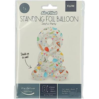 Folat BV Staande folieballon joyful party cijfer 8 -72cm