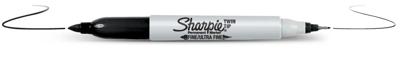 Sharpie permanente marker, twin tip, zwart