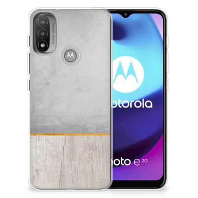 Motorola Moto E20 | E40 | Bumper Hoesje | Wood Concrete Motorola Moto E20 | E40 | Bumper Hoesje | Wood Concrete