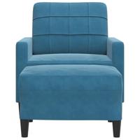 Fauteuil met voetenbank 60 cm fluweel blauw - thumbnail