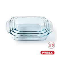 Set met ovenschalen Pyrex Transparant 3 Onderdelen - thumbnail