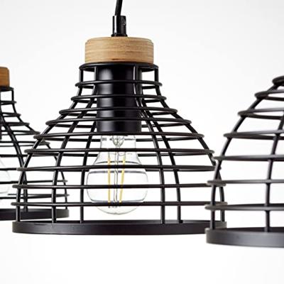 Brilliant HanglampAvia 3-lichts zwart met houtbruin - 99561/76